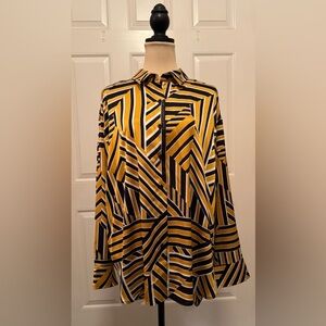 Karl Lagerfeld Women’s Striped Blouse in Gold, Black & White